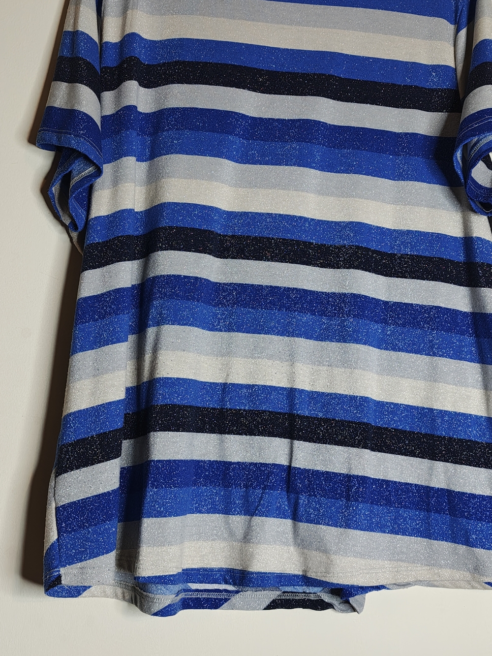 Blue Striped Scoop Neck Women's Top 3X - Picture 4 of 5